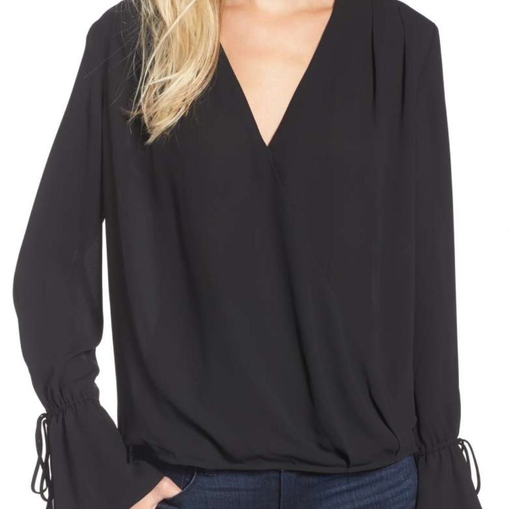 Trouve Surplice Tie Sleeve Blouse